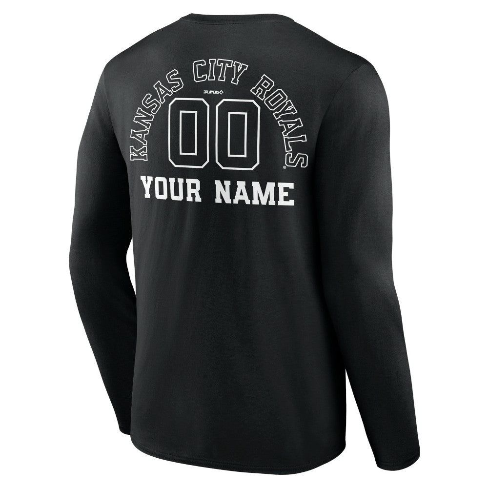Kansas City Royals Monochrome Personalized Name & Number Long Sleeve T-Shirt - Black