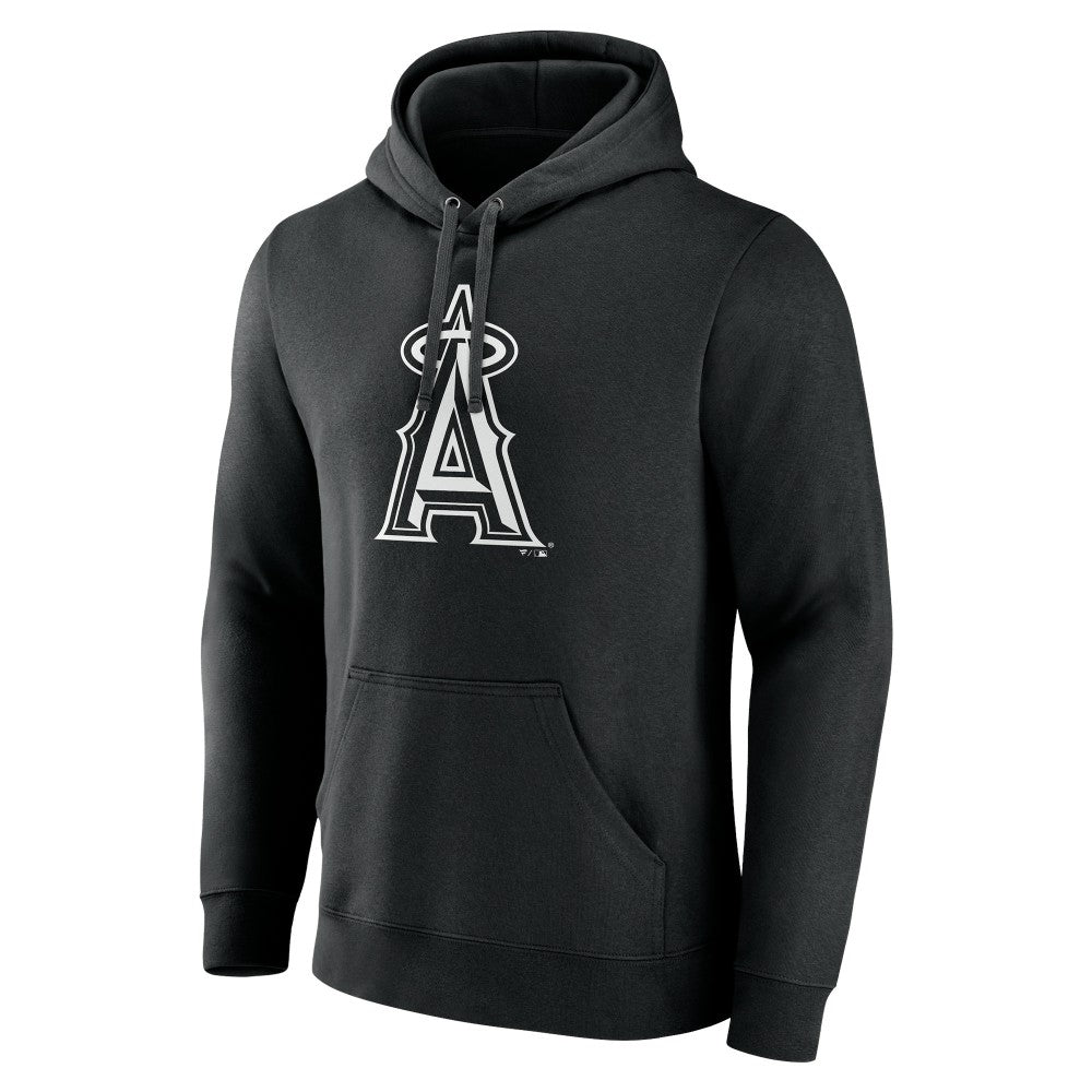 Los Angeles Angels Monochrome Personalized Name & Number Pullover Hoodie - Black