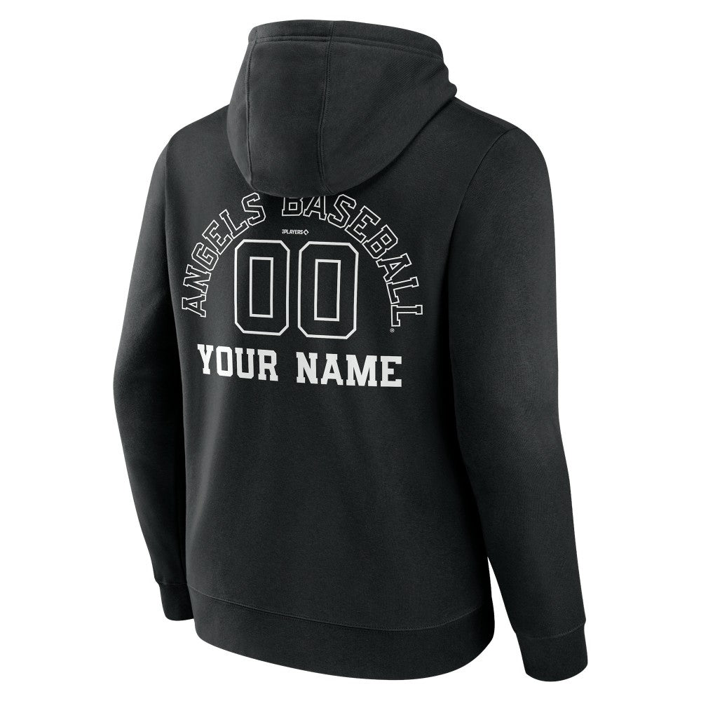 Los Angeles Angels Monochrome Personalized Name & Number Pullover Hoodie - Black