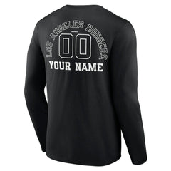 Los Angeles Dodgers Monochrome Personalized Name & Number Long Sleeve T-Shirt - Black
