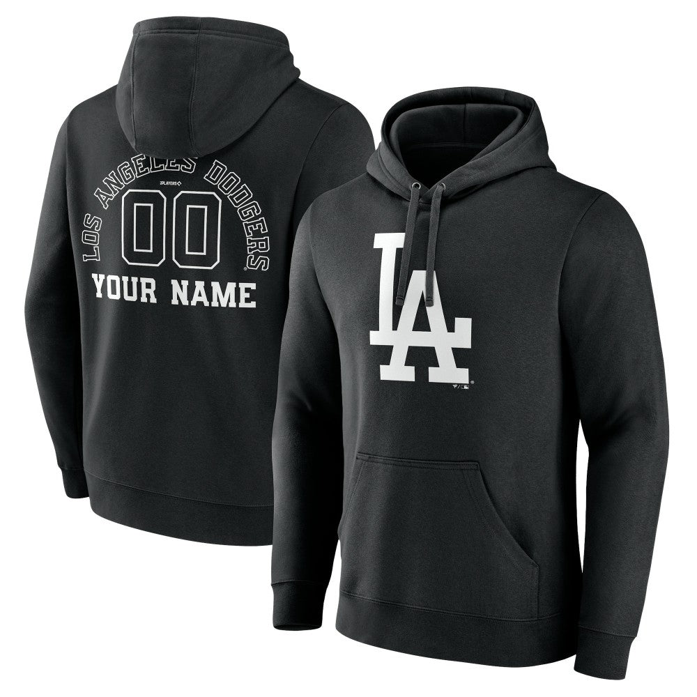 Los Angeles Dodgers Monochrome Personalized Name & Number Pullover Hoodie - Black