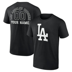Los Angeles Dodgers Monochrome Personalized Name & Number T-Shirt - Black
