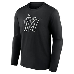 Miami Marlins Monochrome Personalized Name & Number Long Sleeve T-Shirt - Black
