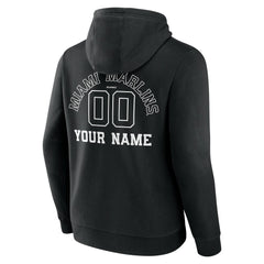 Miami Marlins Monochrome Personalized Name & Number Pullover Hoodie - Black