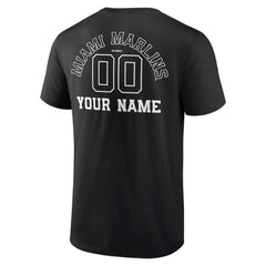 Miami Marlins Monochrome Personalized Name & Number T-Shirt - Black