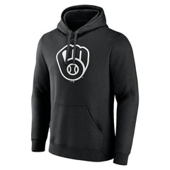Milwaukee Brewers Monochrome Personalized Name & Number Pullover Hoodie - Black
