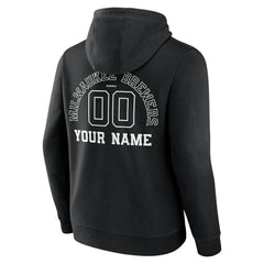 Milwaukee Brewers Monochrome Personalized Name & Number Pullover Hoodie - Black