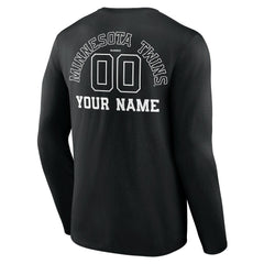 Minnesota Twins Monochrome Personalized Name & Number Long Sleeve T-Shirt - Black