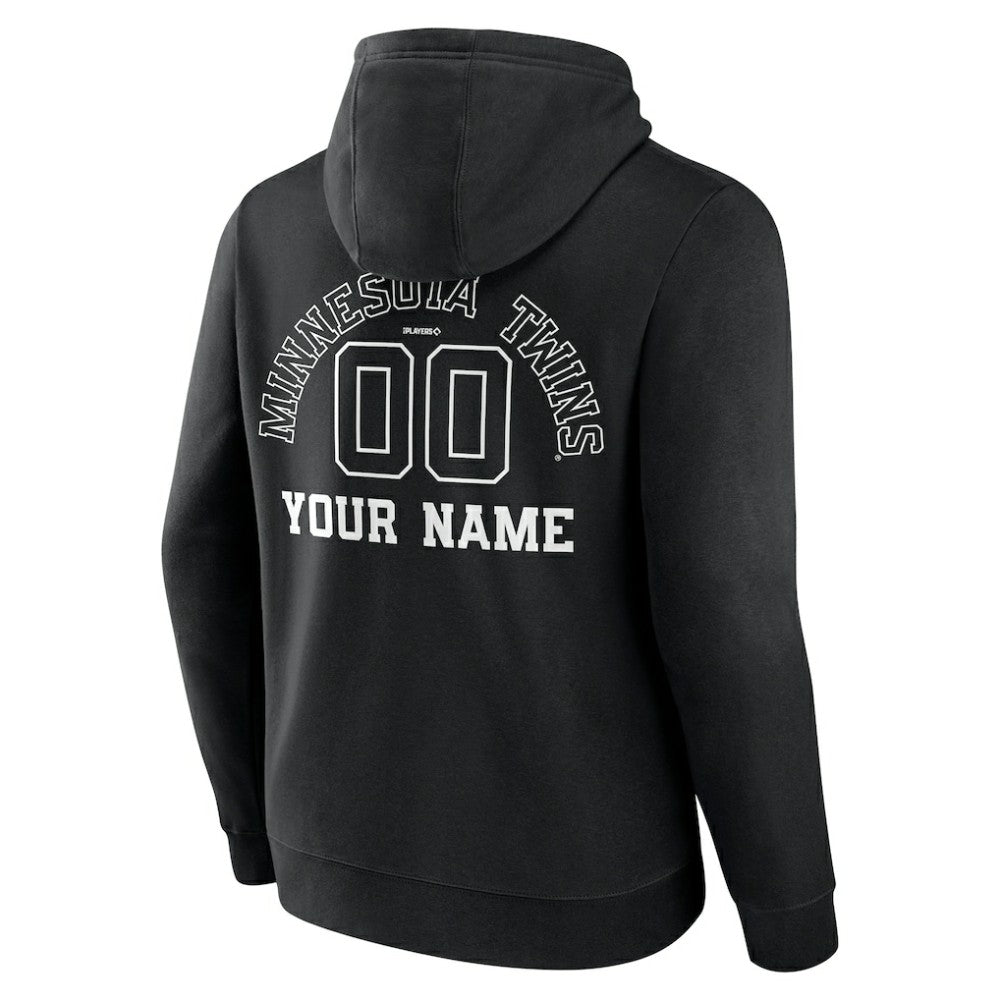 Minnesota Twins Monochrome Personalized Name & Number Pullover Hoodie - Black