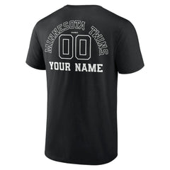 Minnesota Twins Monochrome Personalized Name & Number T-Shirt - Black