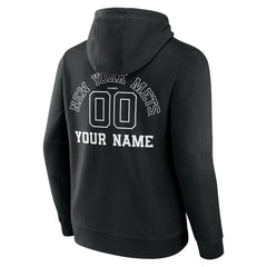 New York Mets Monochrome Personalized Name & Number Pullover Hoodie - Black