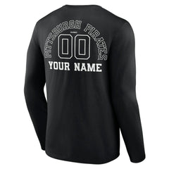 Pittsburgh Pirates Monochrome Personalized Name & Number Long Sleeve T-Shirt - Black