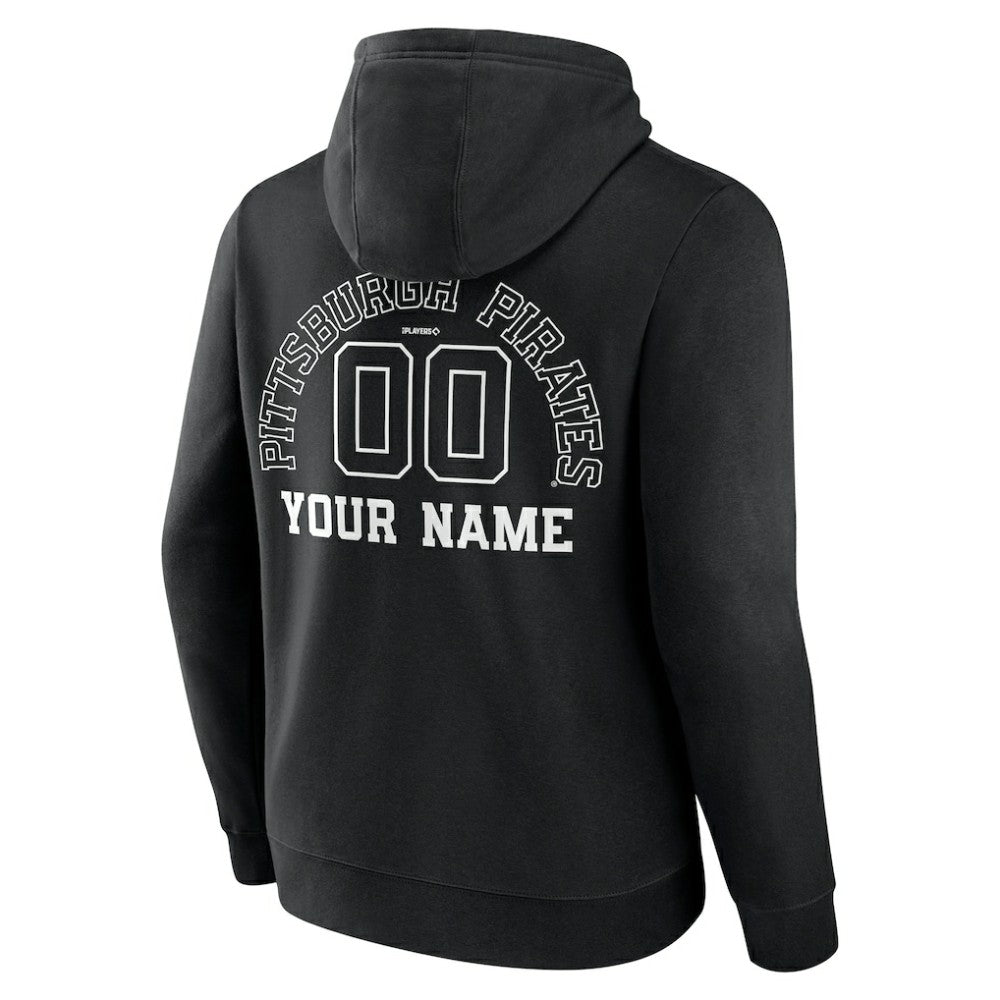 Pittsburgh Pirates Monochrome Personalized Name & Number Pullover Hoodie - Black