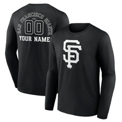 San Francisco Giants Monochrome Personalized Name & Number Long Sleeve T-Shirt - Black
