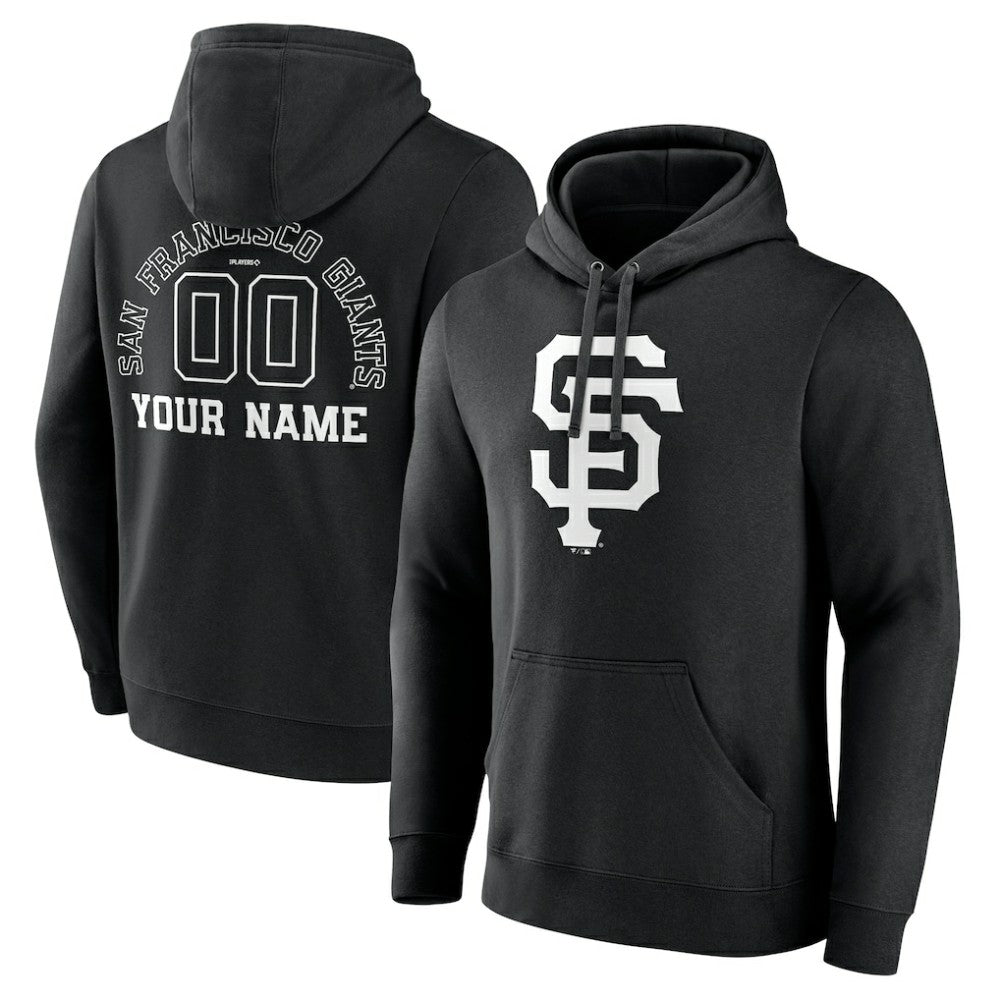 San Francisco Giants Monochrome Personalized Name & Number Pullover Hoodie - Black
