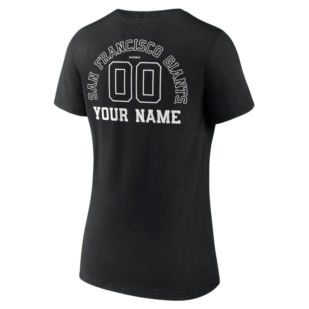 San Francisco Giants Women's Monochrome Personalized Name & Number V-Neck T-Shirt - Black