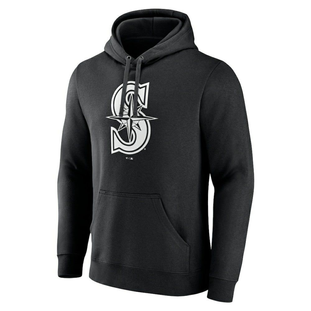 Seattle Mariners Monochrome Personalized Name & Number Pullover Hoodie - Black