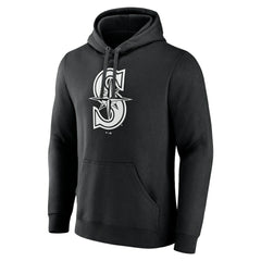 Seattle Mariners Monochrome Personalized Name & Number Pullover Hoodie - Black