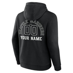 Seattle Mariners Monochrome Personalized Name & Number Pullover Hoodie - Black