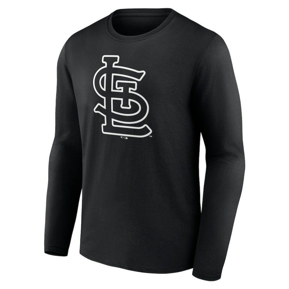 St. Louis Cardinals Monochrome Personalized Name & Number Long Sleeve T-Shirt - Black
