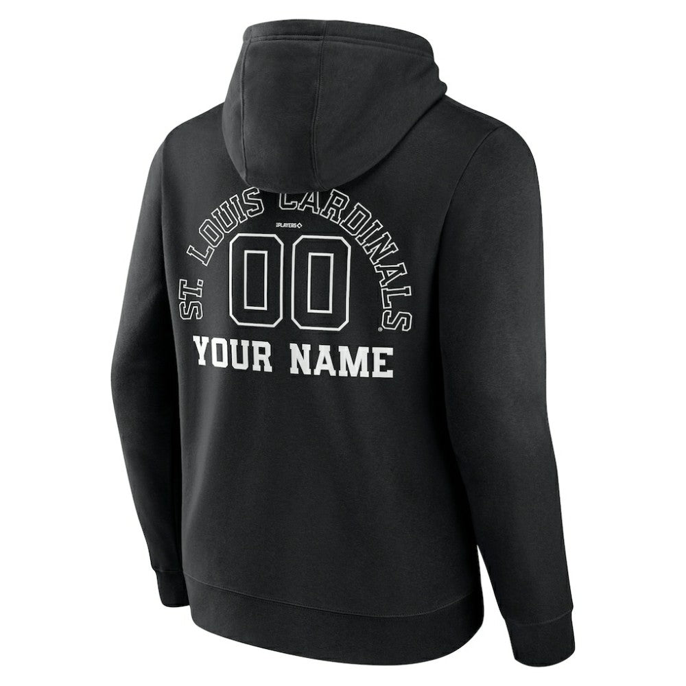 St. Louis Cardinals Monochrome Personalized Name & Number Pullover Hoodie - Black