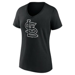 St. Louis Cardinals Women's Monochrome Personalized Name & Number V-Neck T-Shirt - Black