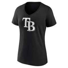 Tampa Bay Rays Women's Monochrome Personalized Name & Number V-Neck T-Shirt - Black