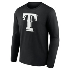 Texas Rangers Monochrome Personalized Name & Number Long Sleeve T-Shirt - Black