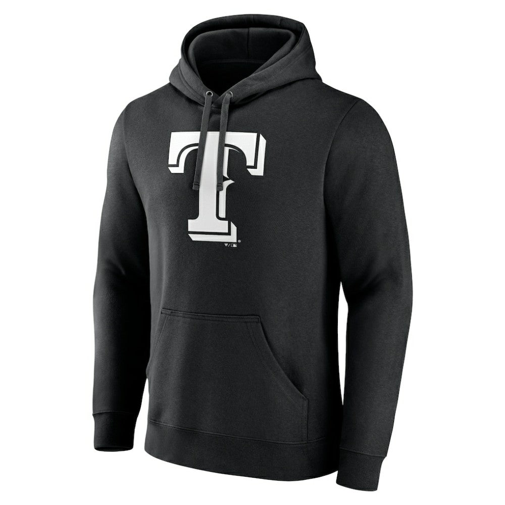 Texas Rangers Monochrome Personalized Name & Number Pullover Hoodie - Black
