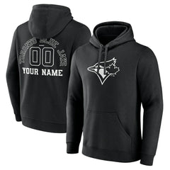 Toronto Blue Jays Monochrome Personalized Name & Number Pullover Hoodie - Black