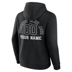 Toronto Blue Jays Monochrome Personalized Name & Number Pullover Hoodie - Black