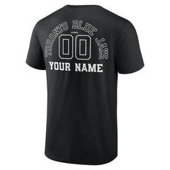 Toronto Blue Jays Monochrome Personalized Name & Number T-Shirt - Black