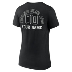 Toronto Blue Jays Women's Monochrome Personalized Name & Number V-Neck T-Shirt - Black