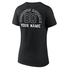 Washington Nationals Women's Monochrome Personalized Name & Number V-Neck T-Shirt - Black