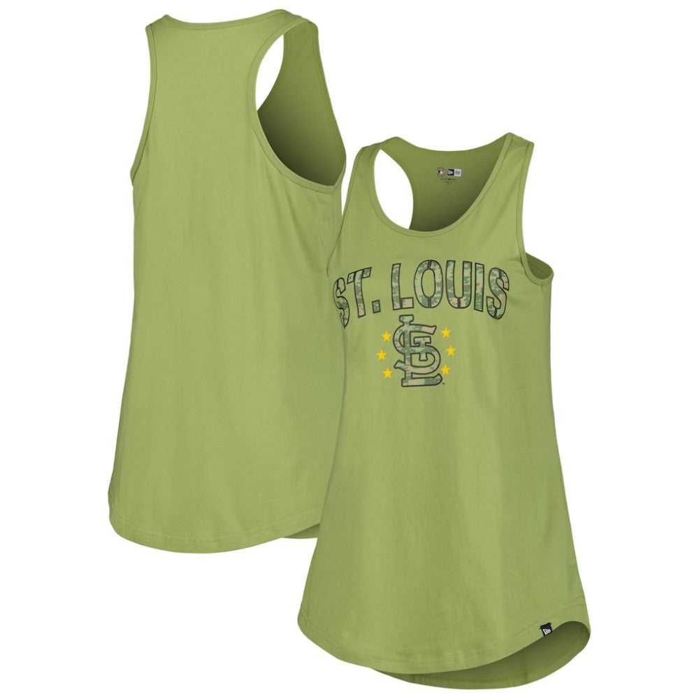St. Louis Cardinals Women's Armed Forces Day Tank Top - Olive | New Era