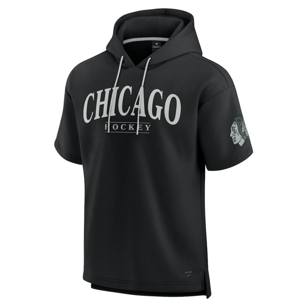 Chicago Blackhawks Fanatics Elements Ready Short Sleeve Pullover Hoodie Black