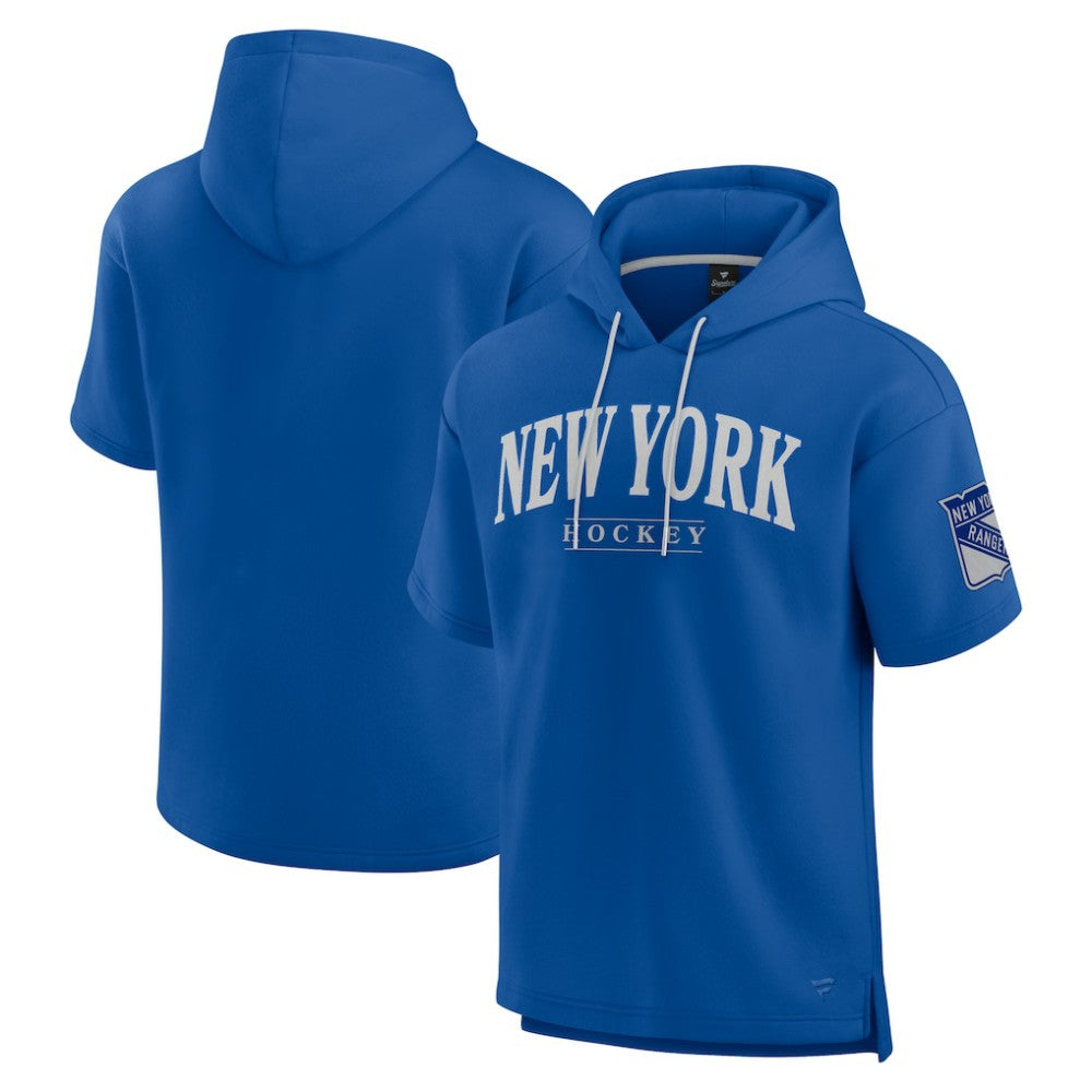 New York Rangers Fanatics Elements Ready Short Sleeve Pullover Hoodie Blue
