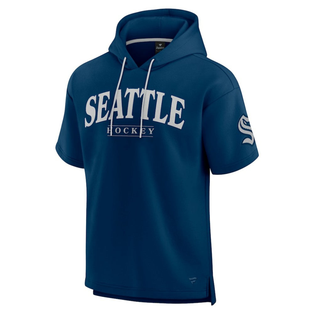 Seattle Kraken Fanatics Elements Ready Short Sleeve Pullover Hoodie Deep Sea Blue