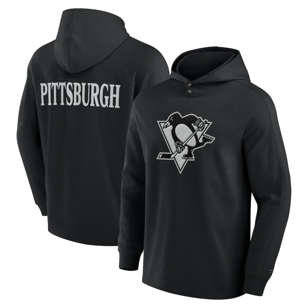 Pittsburgh Penguins Fanatics Elements Blaze Tri-Blend Long Sleeve Hoodie T-Shirt Black