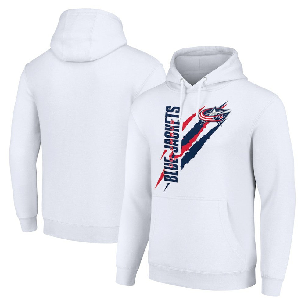 Columbus Blue Jackets Starter Color Scratch Fleece Pullover Hoodie White