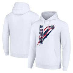 Columbus Blue Jackets Starter Color Scratch Fleece Pullover Hoodie White