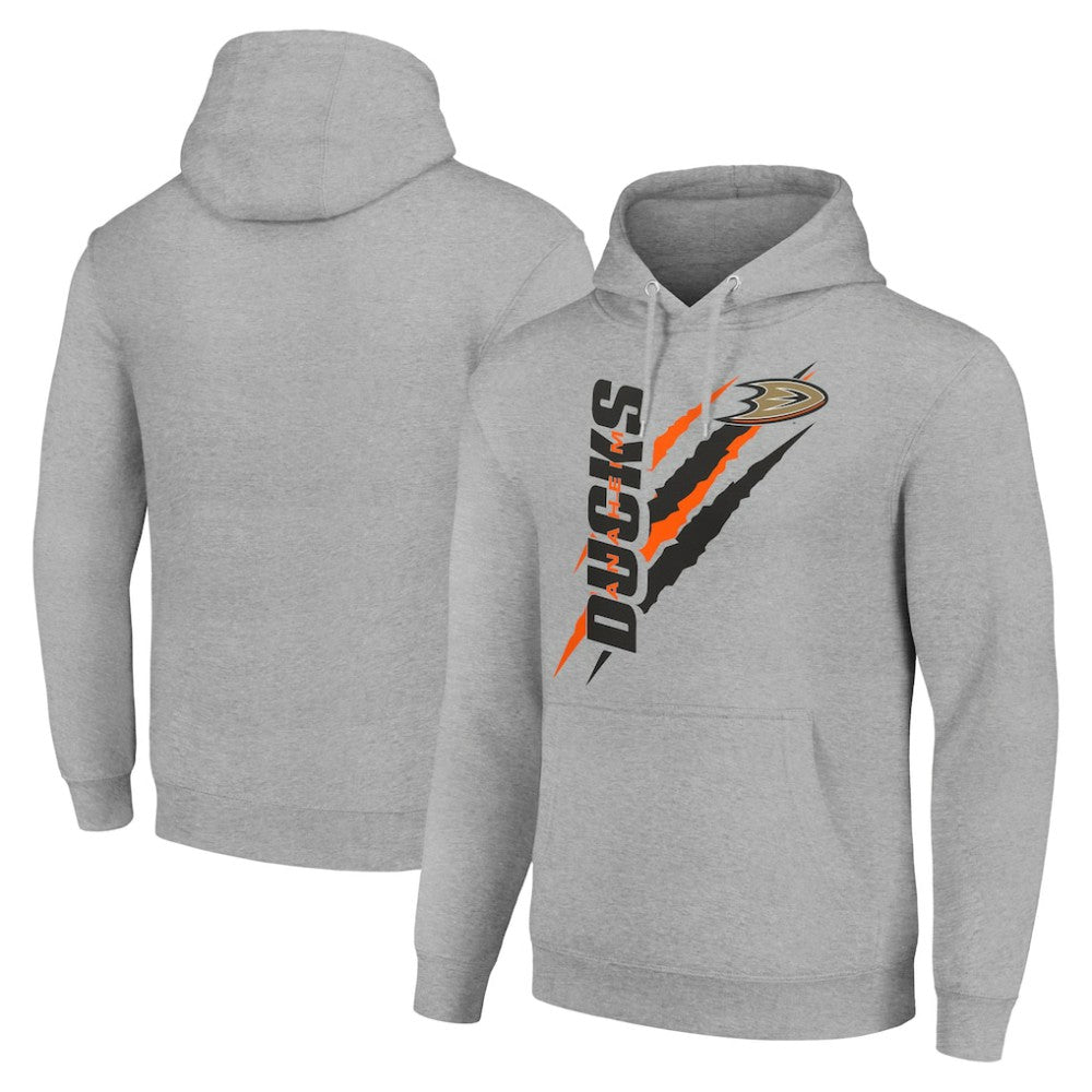 Anaheim Ducks Starter Color Scratch Fleece Pullover Hoodie Heather Gray
