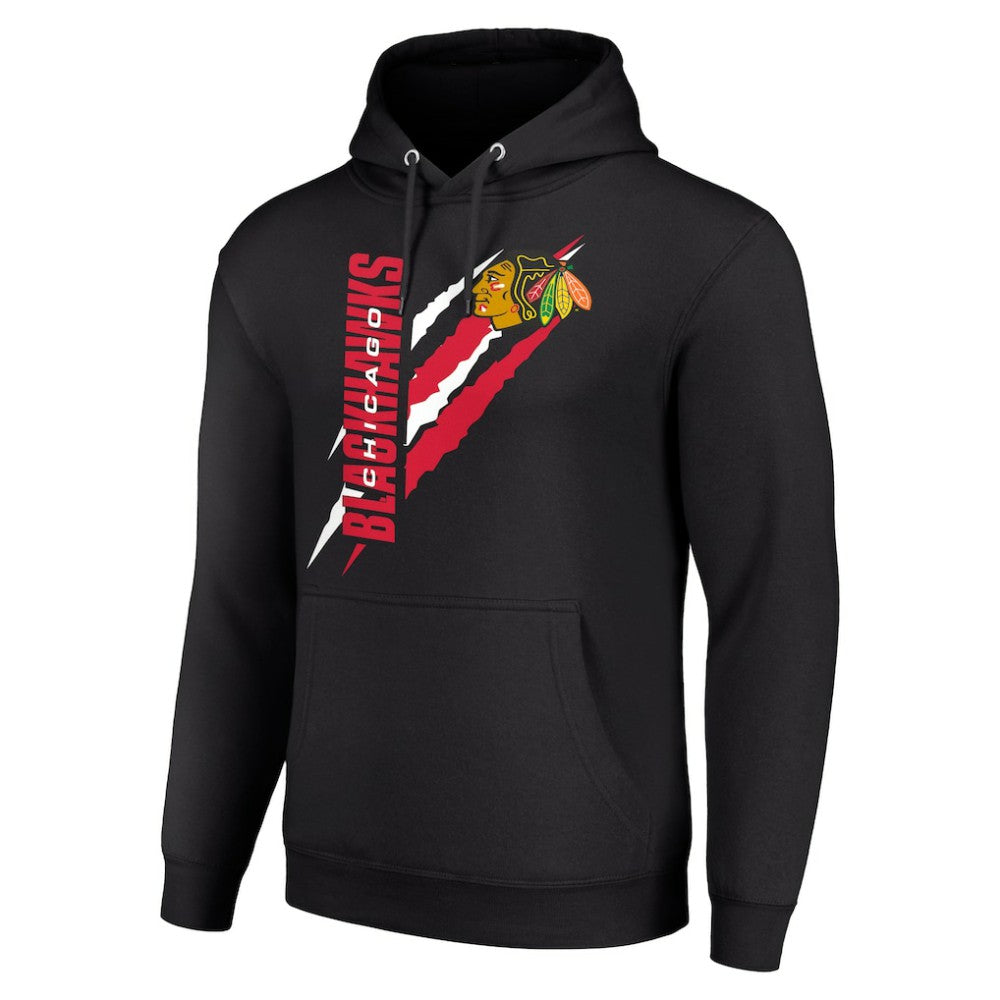 Chicago Blackhawks Starter Color Scratch Fleece Pullover Hoodie Black