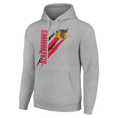 Chicago Blackhawks Starter Color Scratch Fleece Pullover Hoodie Heather Gray