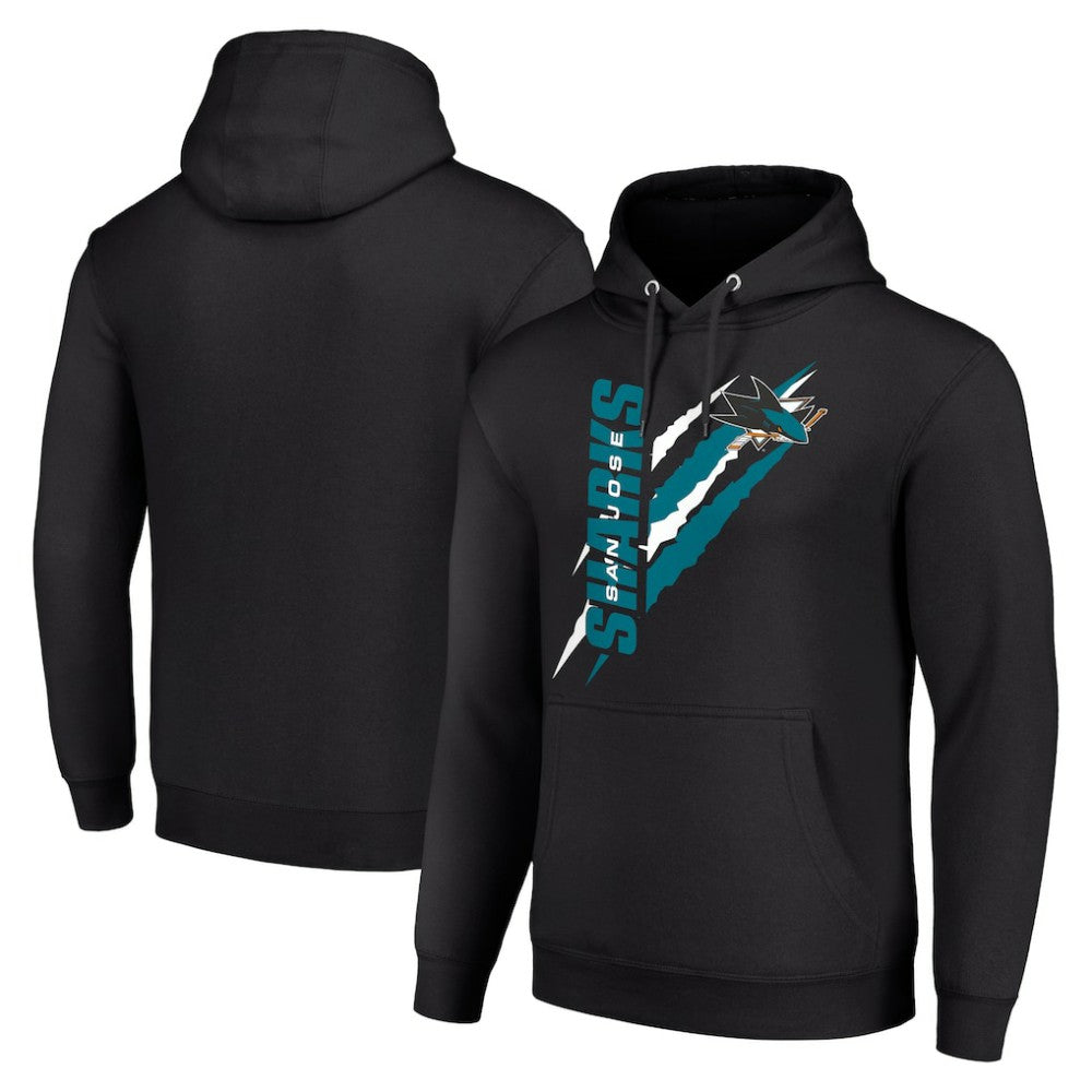 San Jose Sharks Starter Color Scratch Fleece Pullover Hoodie Black