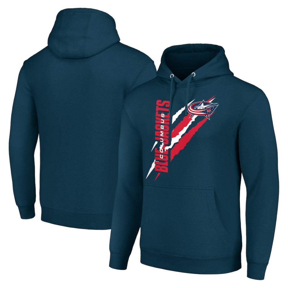 Columbus Blue Jackets Starter Color Scratch Fleece Pullover Hoodie Blue