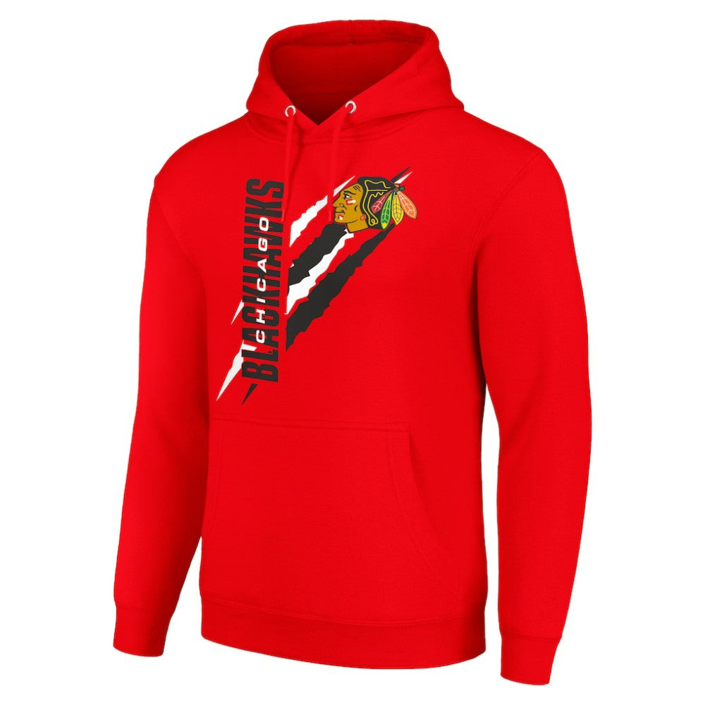 Chicago Blackhawks Starter Color Scratch Fleece Pullover Hoodie Red