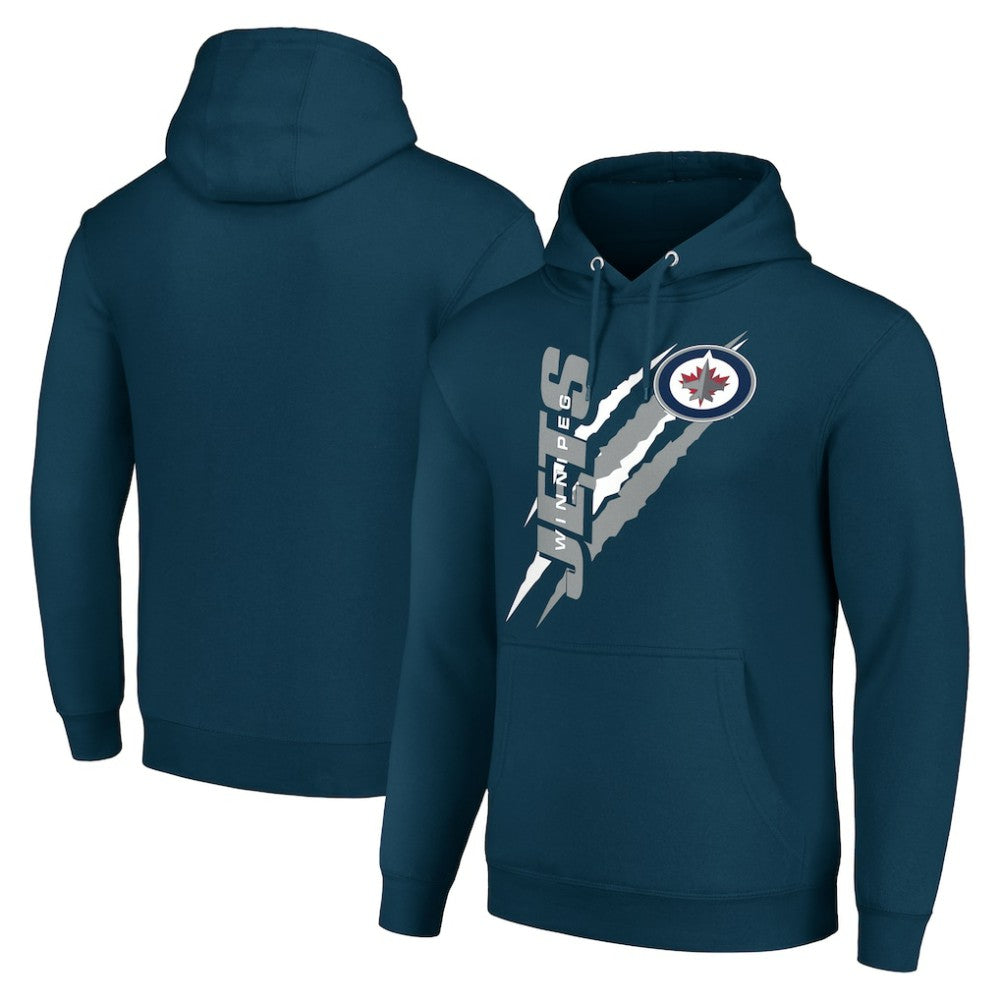 Winnipeg Jets Starter Color Scratch Fleece Pullover Hoodie Blue
