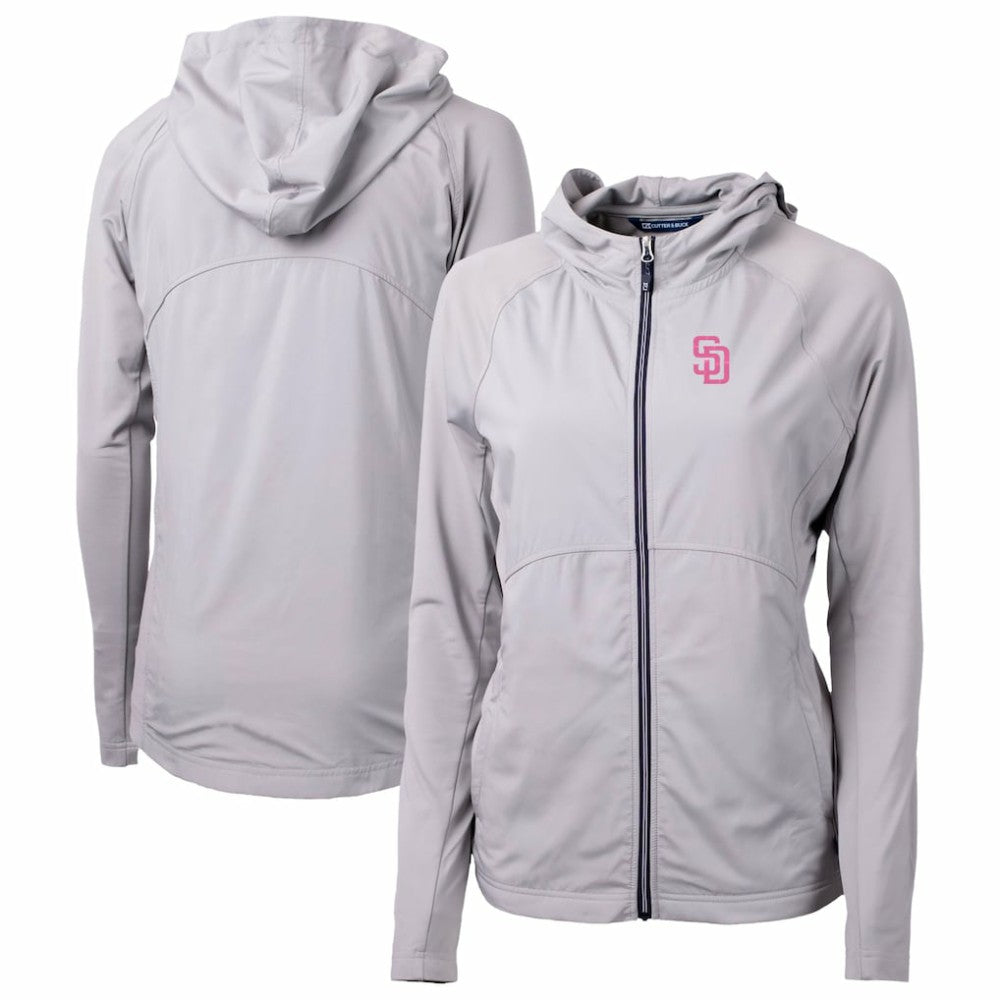 San Diego Padres Cutter & Buck Women's City Connect Adapt Eco Knit Hybrid Recycled Full-Zip Hoodie - Gray