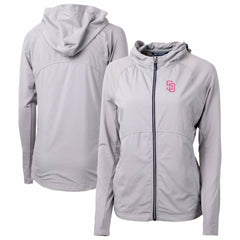 San Diego Padres Cutter & Buck Women's City Connect Adapt Eco Knit Hybrid Recycled Full-Zip Hoodie - Gray